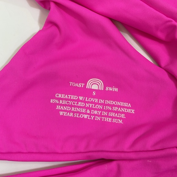 NWT Toast Swim Bikini Set Scoop Top Size S High Waist Bottom XS Pitaya - Picture 7 of 10